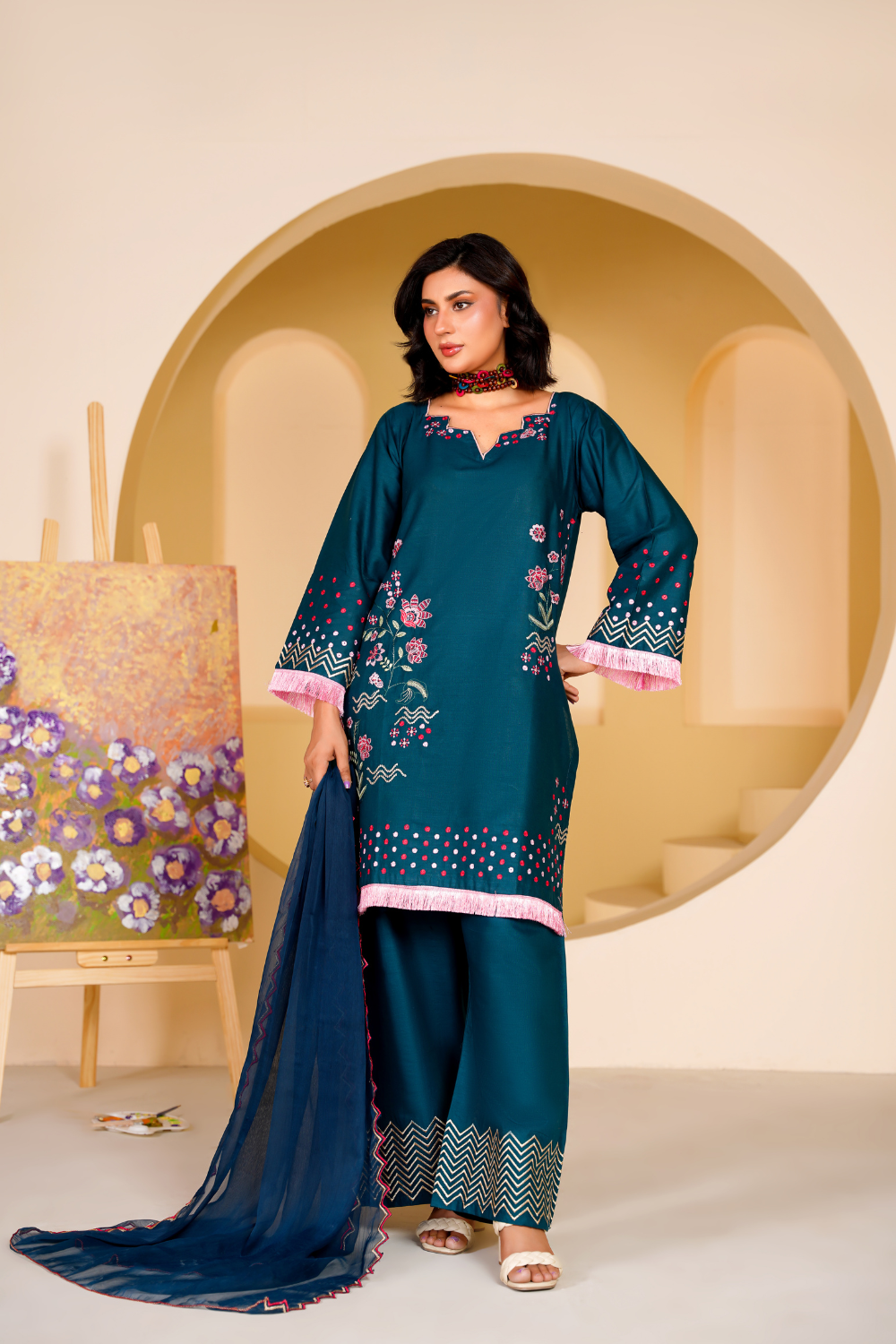 Zarqaa Embroidered 3-Piece