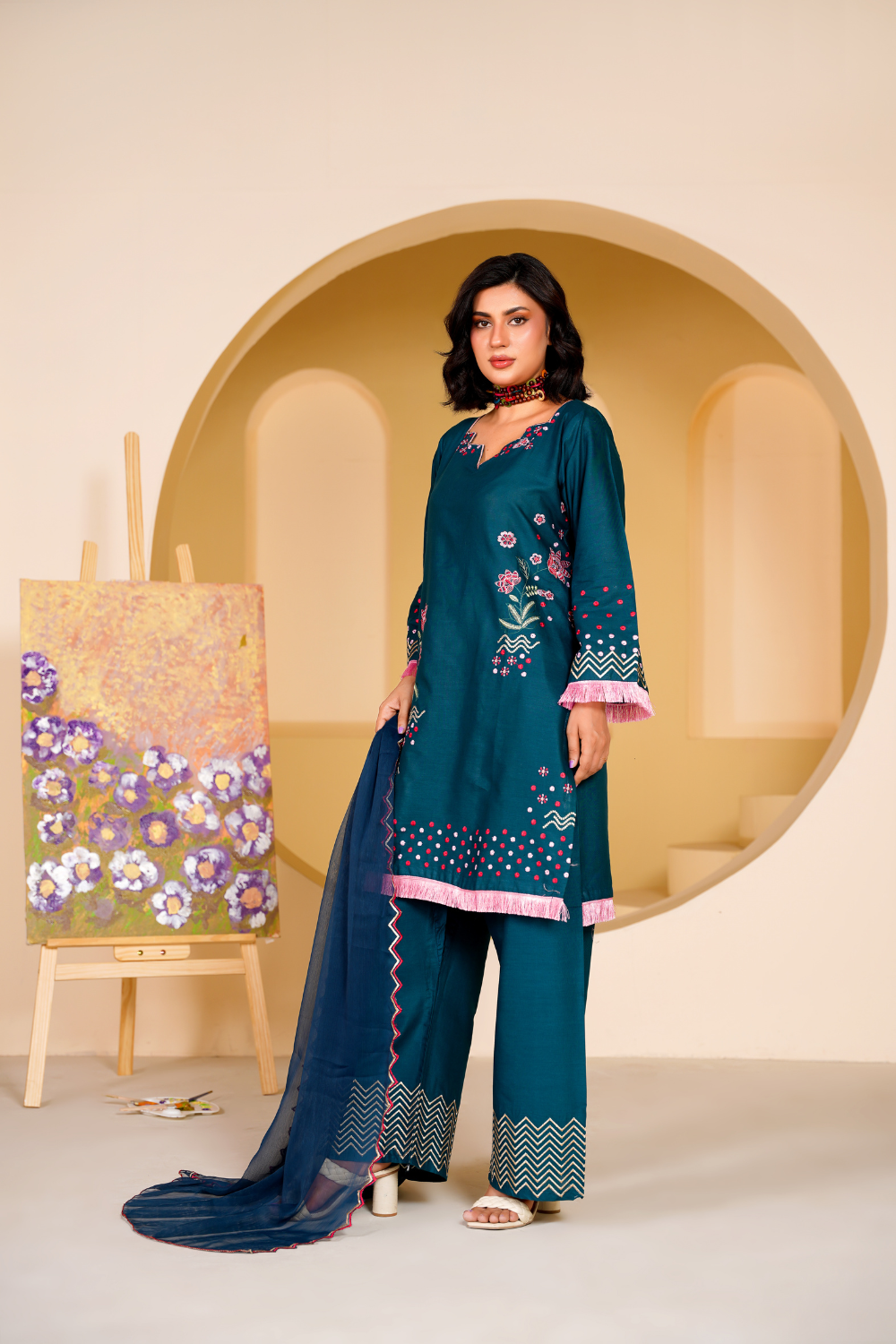 Zarqaa Embroidered 3-Piece