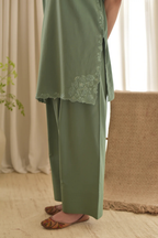 Olive Green Embroidered 3-Piece